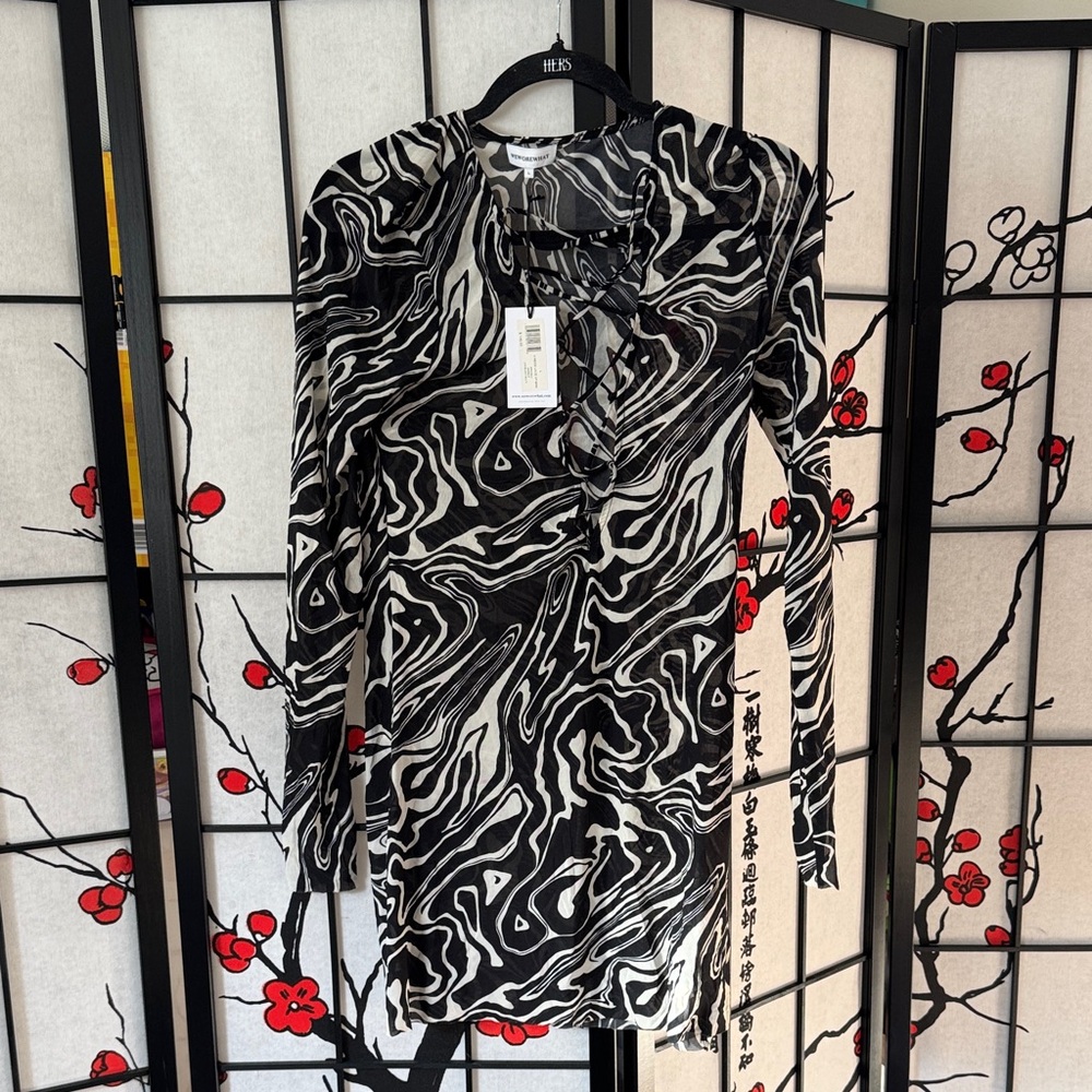 WeWoreWhat Swirl V-Neck Mesh Dress NWT